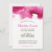 BAT MITZVAH élégant couleur rose vif invitation (Devant)