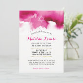 BAT MITZVAH élégant couleur rose vif invitation (Debout devant)