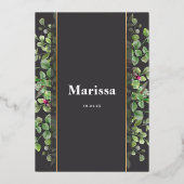 Bat Mitzvah Elegant Floral Script REAL GOLD Folie Uitnodiging (Achterkant)