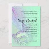 Bat Mitzvah Elegant Masquerade Aqua en Paars Kaart (Voorkant)