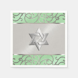 Bat Mitzvah Elegant Mint Green Silver Filigree Servet