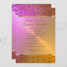 Bat Mitzvah Elegant Oranje Pink Gold Filigree