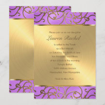 Bat Mitzvah Elegant Orchid Paars Gold Filigree