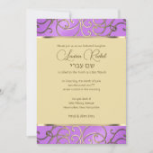 Bat Mitzvah Elegant Orchid Paars Gold Filigree Kaart (Voorkant)