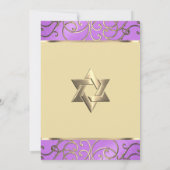 Bat Mitzvah Elegant Orchid Paars Gold Filigree Kaart (Achterkant)