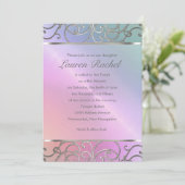 Bat Mitzvah Elegant Pearl Pink Silver Filigree Kaart (Staand voorkant)