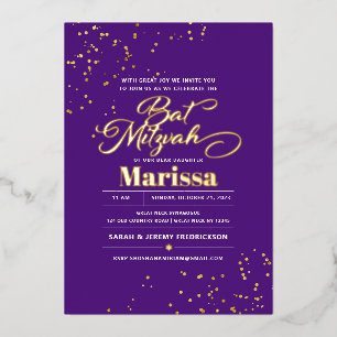 Bat Mitzvah Elegant Script REAL GOLD Folie Uitnodiging