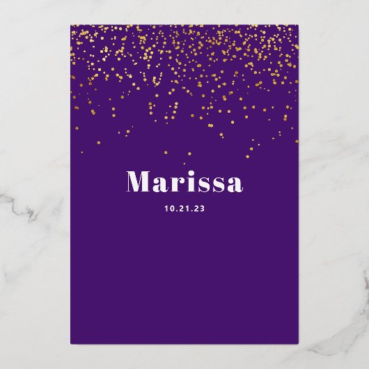 Bat Mitzvah Elegant Script REAL GOLD Folie Uitnodiging (Achterkant)