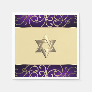 Bat Mitzvah Elegante Paars en Gouden Filigraan Servet