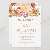 Bat Mitzvah Floral Disco Kaart (Voorkant / Achterkant)