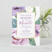 Bat Mitzvah Floral Invitation Kaart (Staand voorkant)