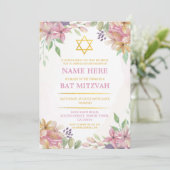 Bat mitzvah Floral Invitation Parties scintillant (Debout devant)