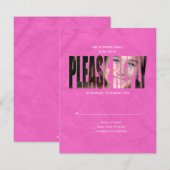 Bat Mitzvah Foto RSVP Reply Card in Hot Pink (Voorkant / Achterkant)