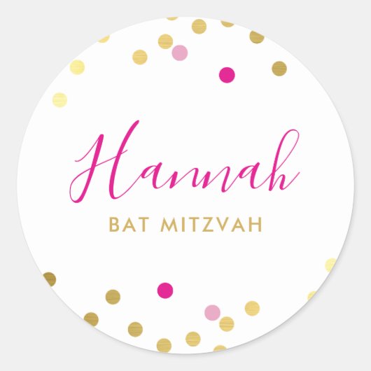 BAT MITZVAH  glam confetti spot goudroze Ronde Sticker (Voorkant)