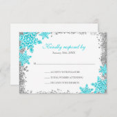 Bat mitzvah Glam Winter Wonderland Turquoise RSVP (Devant / Derrière)