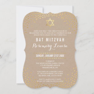 BAT MITZVAH glamoureuze mini gouden confetti kraft Kaart