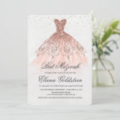 Bat Mitzvah Glitter Dress Diamond Uitnodiging (Staand voorkant)