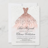 Bat Mitzvah Glitter Dress Diamond Uitnodiging (Voorkant)