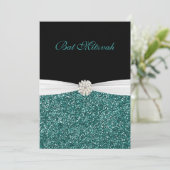 Bat Mitzvah, Glitter en Parels, Aangepaste Uitnodi Kaart (Staand voorkant)