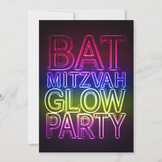 Bat Mitzvah GLOW ARTIJ Birthday Uitnodiging (Voorkant)