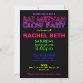 Bat mitzvah GLOW PARTY Invitation d'anniversaire (Dos)