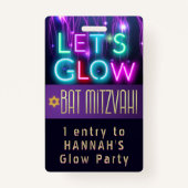 Bat Mitzvah Glow Party VIP ID Party PASS CUSTOM Badge (Voorkant)