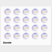 Bat Mitzvah Gold Foil Script op Paarse Waterverf Ronde Sticker (Vel)