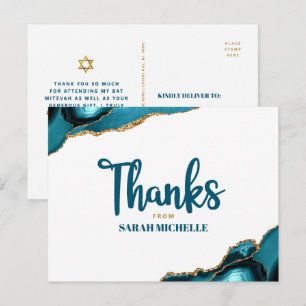 Bat Mitzvah Gold Turquoise Agaat Script Dank je Briefkaart