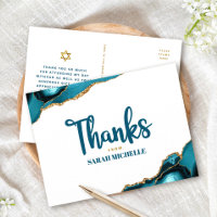 Bat Mitzvah Goud Turquoise Agate Script Bedankt