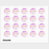Bat Mitzvah Gouden Folie Script op Roze Waterverf Ronde Sticker (Vel)