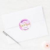 Bat Mitzvah Gouden Folie Script op Roze Waterverf Ronde Sticker (Envelop)