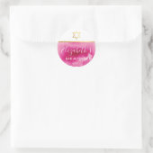 BAT MITZVAH gouden ster chique roze waterverf uitn Ronde Sticker (Tas)