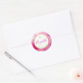 BAT MITZVAH goudster smart donkerroze waterverf Ronde Sticker (Envelop)