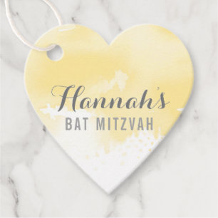 BAT MITZVAh gunsttag moderne gele waterverf Bedankjes Labels