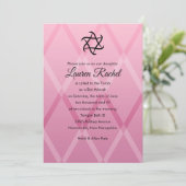 Bat Mitzvah Harlequin Pink Uitnodiging (Staand voorkant)