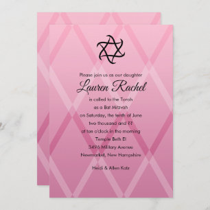 Bat Mitzvah Harlequin Pink Uitnodiging