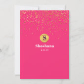 Bat Mitzvah Hebreeuwse Waterverf Glitter Uitnodigi Kaart (Achterkant)