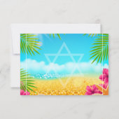 Bat mitzvah Hibiscus rose de plage Tropical RSVP (Dos)