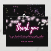 Bat Mitzvah Hot Pin  Neon Themed Bedankkaart (Voorkant / Achterkant)