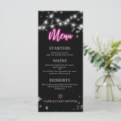 Bat Mitzvah Hot Pink Neon Thema Menu (Staand voorkant)
