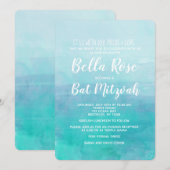 Bat Mitzvah Invitation Blue Waterverf Ombre Kaart (Voorkant / Achterkant)