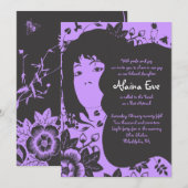 Bat mitzvah Invitation  de la barre FLEURS Invitat (Devant / Derrière)