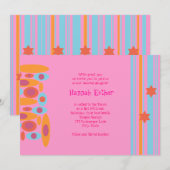 Bat mitzvah Invitation Hip Party Pink (Devant / Derrière)