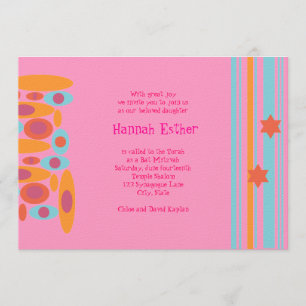 Bat mitzvah Invitation Hip Party Pink