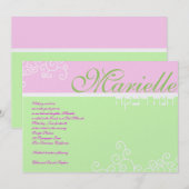 Bat Mitzvah Invitation Marielle Hebrew Green Kaart (Voorkant / Achterkant)