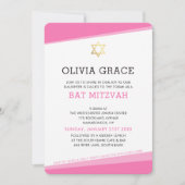 BAT MITZVAH INVITATION simple angle moderne rose (Devant)
