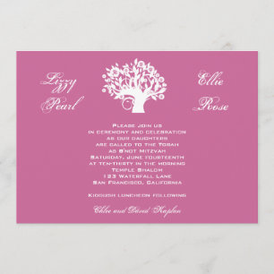 Bat Mitzvah Invitation Twins Sweet 16 Tree Kaart