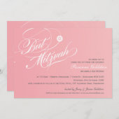 BAT MITZVAH INVITATIONS stylish typographie ombre  (Devant / Derrière)