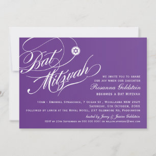 BAT MITZVAH INVITE stijlvolle typografie ombre paa Kaart