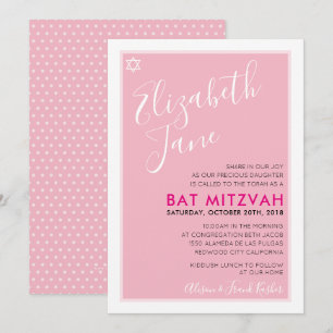BAT MITZVAH joodse ster stijlvolle tween roze uitn Kaart